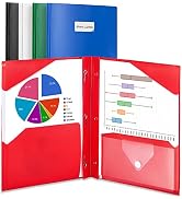 5 Pack 2-Pocket Folder with Prongs, Sooez Plastic Folders with Pockets and Prongs Including Label...