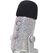 YOUSHARES Blue Yeti Pop Filter - Cute Glitter Sticker, Bling Diamond Shiny Skin with Mic Foam Win...
