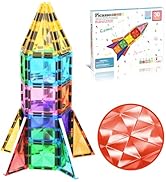 PicassoTiles 30 PCs Magnetic Tiles Travel Size Mini Version Building Block Construction Set for K...