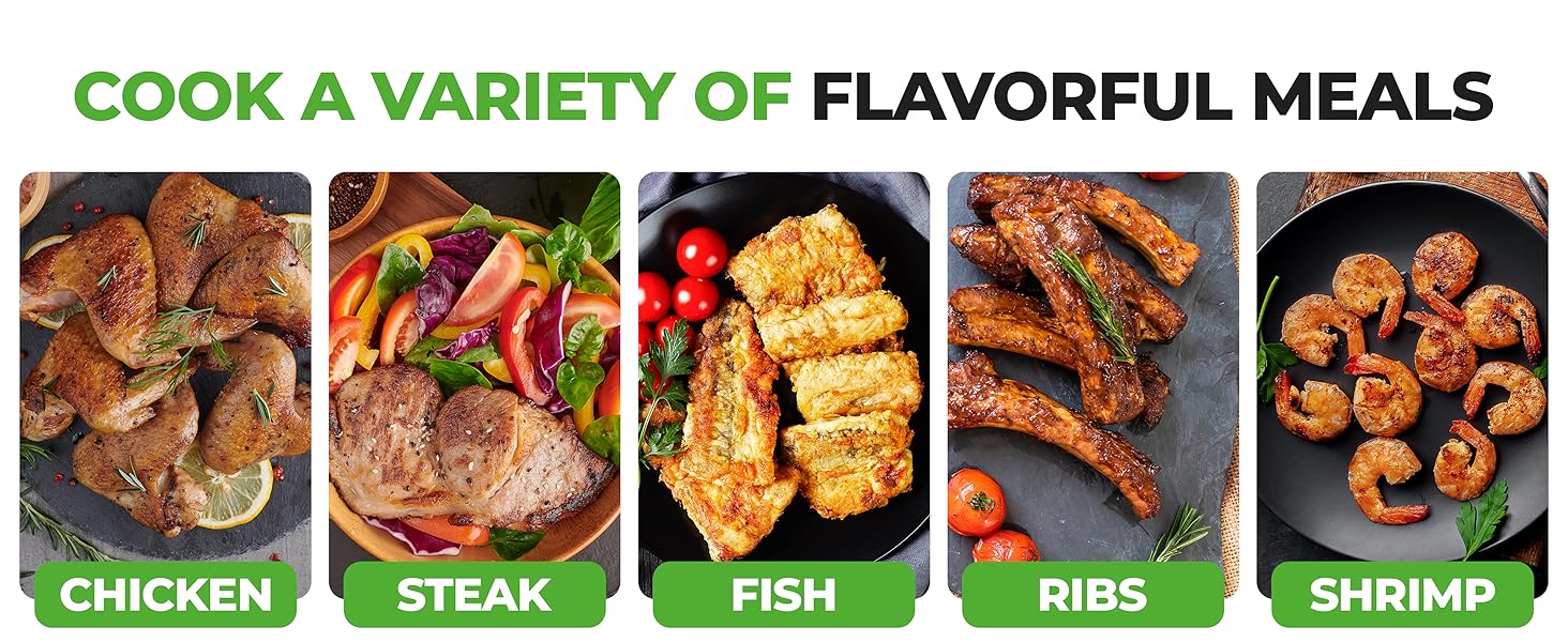 hassle-free cooking method. Simply place the food inside the hot air fryer, set the temperature