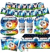 Soccer Party Decorations, 142Pcs Soccer Birthday Party Supplies Tableware Set Includes Soccer Pla...