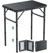 GARLLEN 2ft Folding Camping Table, 3 Adjustable Height Lightweight Folded Picnic Table, Portable ...