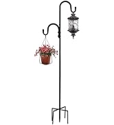 MIPON 78 Inch Double Shepherds Hooks for Outdoor Bird Feeder,Hanging Plants,Solar Light,Adjustabl...