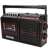 Retro Boombox with Cassette Player, AM FM Portable Boombox Retro Home Audio Stereo Radio Tape Cas...