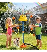 VATOS Water Sprinkler Outdoor Yard Toy for Kids, Smile Face Rainbow Splash Toy with 8 Wiggle Tube...
