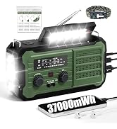 Emergency Radio Hand Crank Solar, 10000mAh/37000mWh Emergency Weather Radio, Hand Crank Solar Rad...