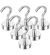 VortecSys 6 Pack Magnetic Hooks Heavy Duty, 30Lbs Neodymium Magnets with Hooks for Cruise Cabins,...