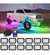 MICTUNING Y1 RGB+IC Dream Color LED Rock Lights Kit - Upgraded 12 Pods Underglow Lights for Truck...