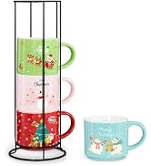 Set of 4 Stackable Christmas Mugs