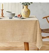 Karseteli Natural Linen Rectangle Tablecloth, Slubby Textured Fall Lightweight Table Cloth 60 x 8...