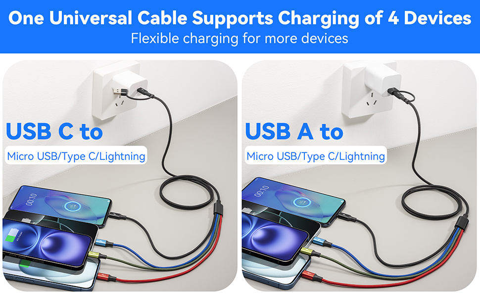 4 in 1 3 in 1 universal multiple charging cable usbc charging cord usb c multiple charger cord