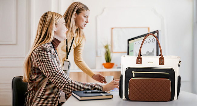 LOVEVOOK Teacher Laptop Tote Bag for Women Nurse Work With Large Cup Holder Computer Purses