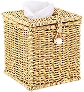 Sumnacon Resin Square Tissue Box Cover - Decorative Imitated Rattan Napkin Tissue Box Holder, Vin...