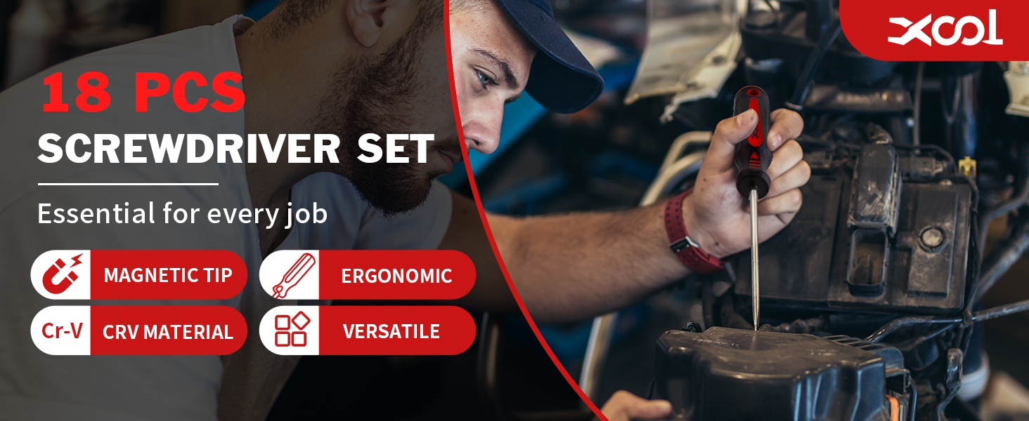 XOOL 18 PCS Magnetic Screwdriver Set with Case