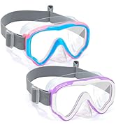 Vvinca Swim-Goggles with Nose Cover, 2 Packs Elastic Fabric Strap Snorkel Diving Mask Anti Fog UV...