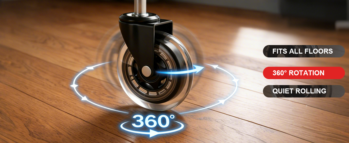 office chair wheels, all-floor casters, 360° swivel, quiet rolling