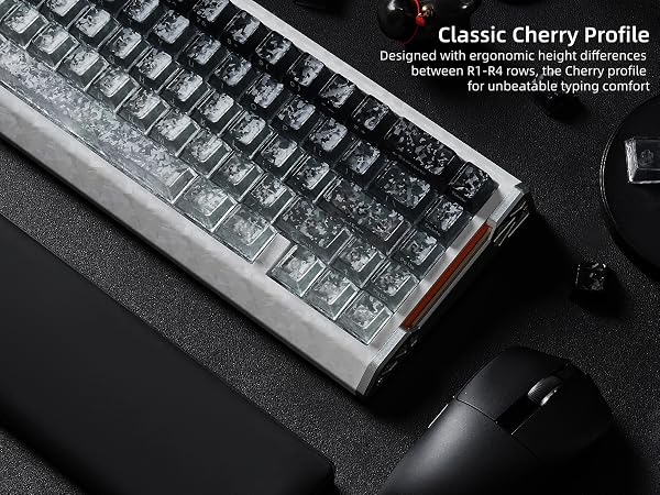 Clear Jelly Keycaps, Translucent Keycaps Set Gradient Grey Keycaps 120 Keys Custom Keycaps
