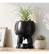 JOHOUSE Funny Planter – Fake Succulent in Black Novelty Planter, Gag Gift Funny Desk Decor for Of...