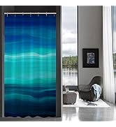 MitoVilla Small Stall Shower Curtain Liner 36 x 72, Blue Ombre Ocean Half Size Shower Curtain Set...