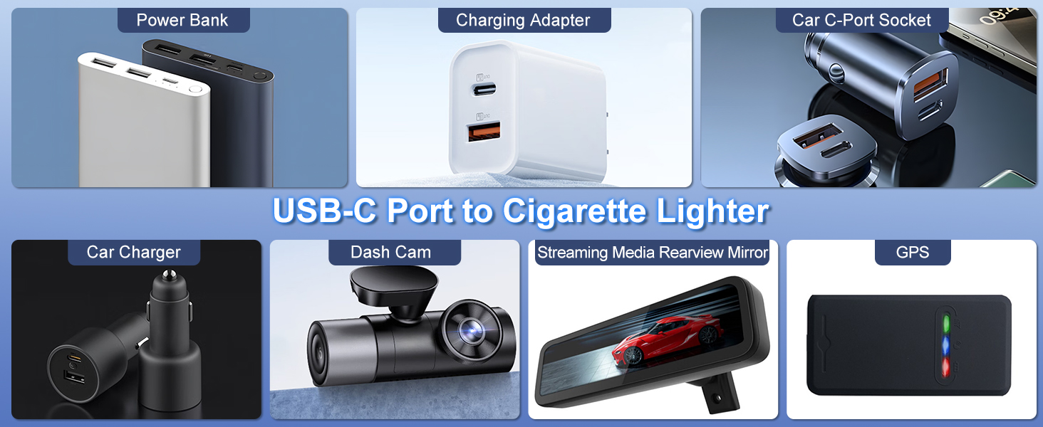 usb c cigarette lighter adapter, usb to 12v adapter, car lighter usb adapter, usb c to 12v adapter