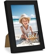 Vittanly 5x7 Picture Frame, Made of Solid Wood and Shatterproof Plexiglass, Wooden Photo Frame fo...