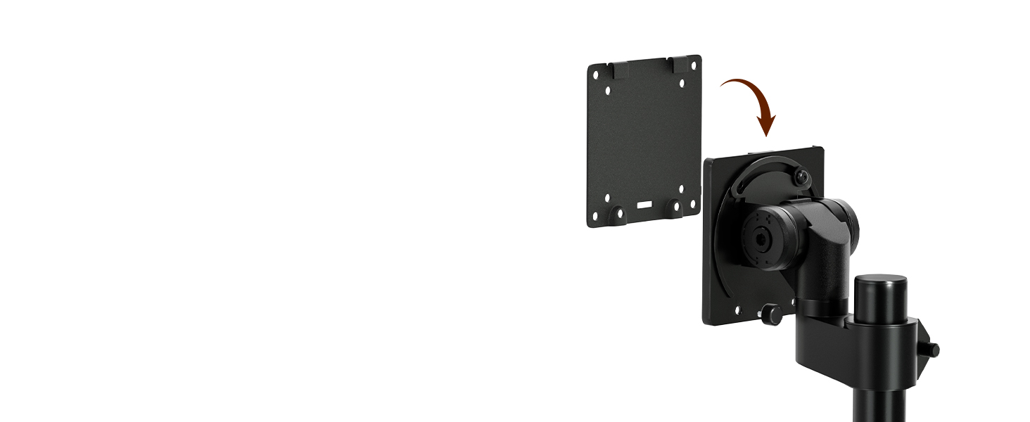 Black adjustable wall mount bracket for electronic devices, showing separate mounting plate and articulating arm components.