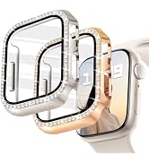 JR.DM 2 Pack Bling Case with HD Screen Protector Compatible with Apple Watch Series 4 5 6 SE 40mm...