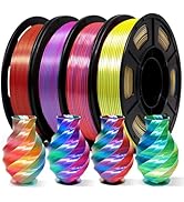 YOUSU 3D Printer Filament Tri Color Silk PLA Filament 1.75mm, 3D Printing Filament Bundle,Multico...