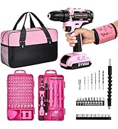 Pink Drill Set for Women, Cordless Drill Driver Set (Pink)