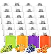 Elsjoy 24 Pack Plastic Juice Bottles, 8.5 Oz Clear Liquor Bottle Flat Slim Beverage Container wit...