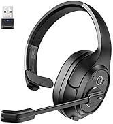 Trucker Bluetooth Headset, Wireless Headphones with USB Dongle for PC, AI-Powered Environmental N...