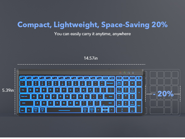 Slim Portable Rechargeable Multi-Device Bluetooth Cordless Keyboard