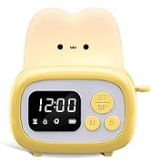 QANYI Cute Timer with Clock and Night Light, Mini Toaster Shape lamp with LED Alarm Clock Timer f...