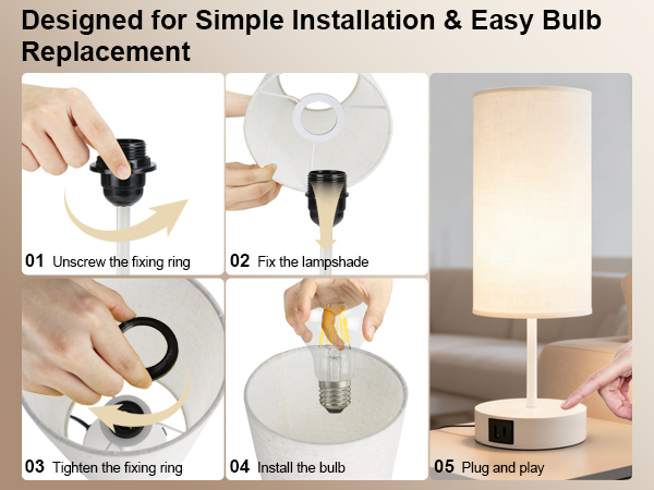 easy to install bedside lamp touch control