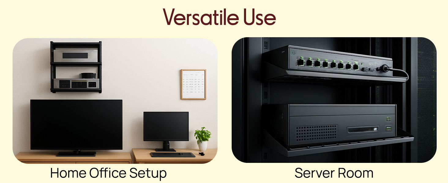 19-Inch 1U Server Rack Shelf - Vented Shelves For Good Air Circulation, Cantilever Mount, 