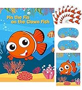 NEBURORA 2 Pack Pin The Fin on The Clownfish Party Game 2 Large 21"x 28" Posters with 48pcs Stick...