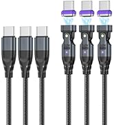 USB C to USB C Magnetic Charging Cable (3 Pack, 1.6ft+3.3ft+6ft) 180 Rotation Magnet Phone Charge...