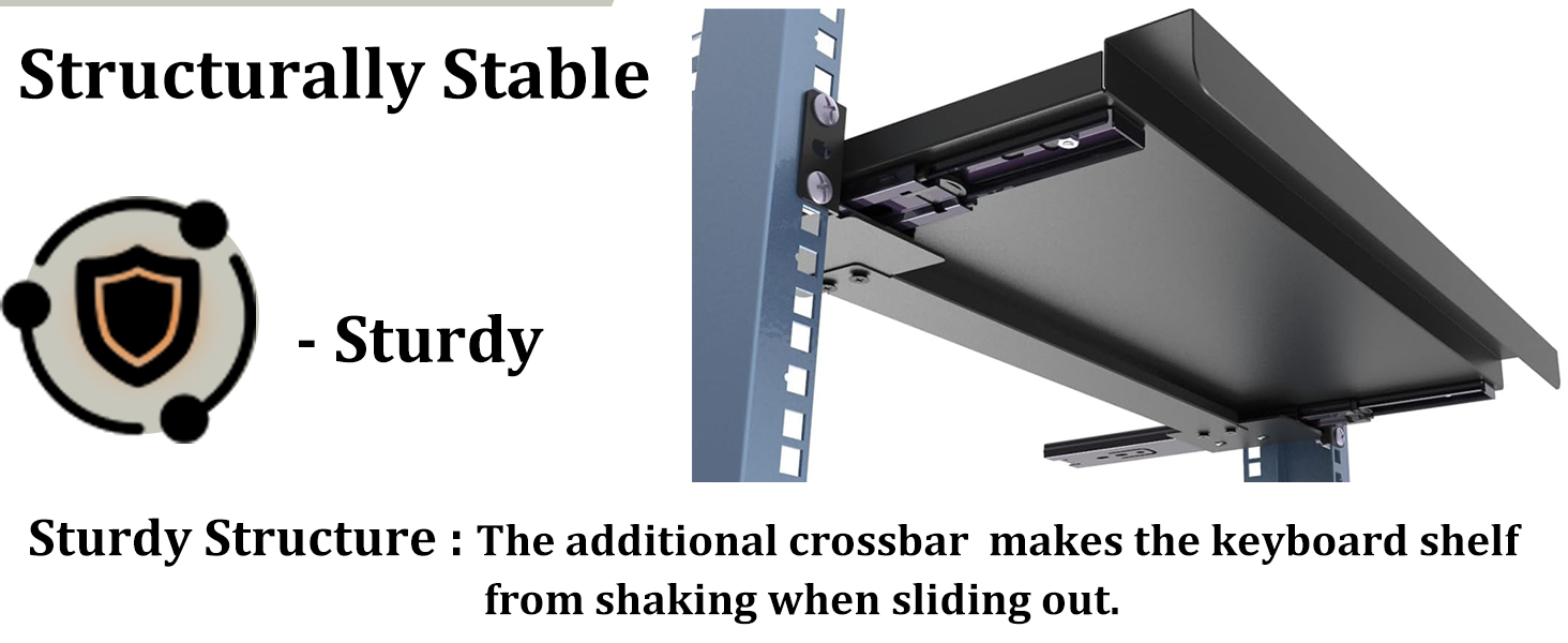 1U Rack mount sliding keyboard tray