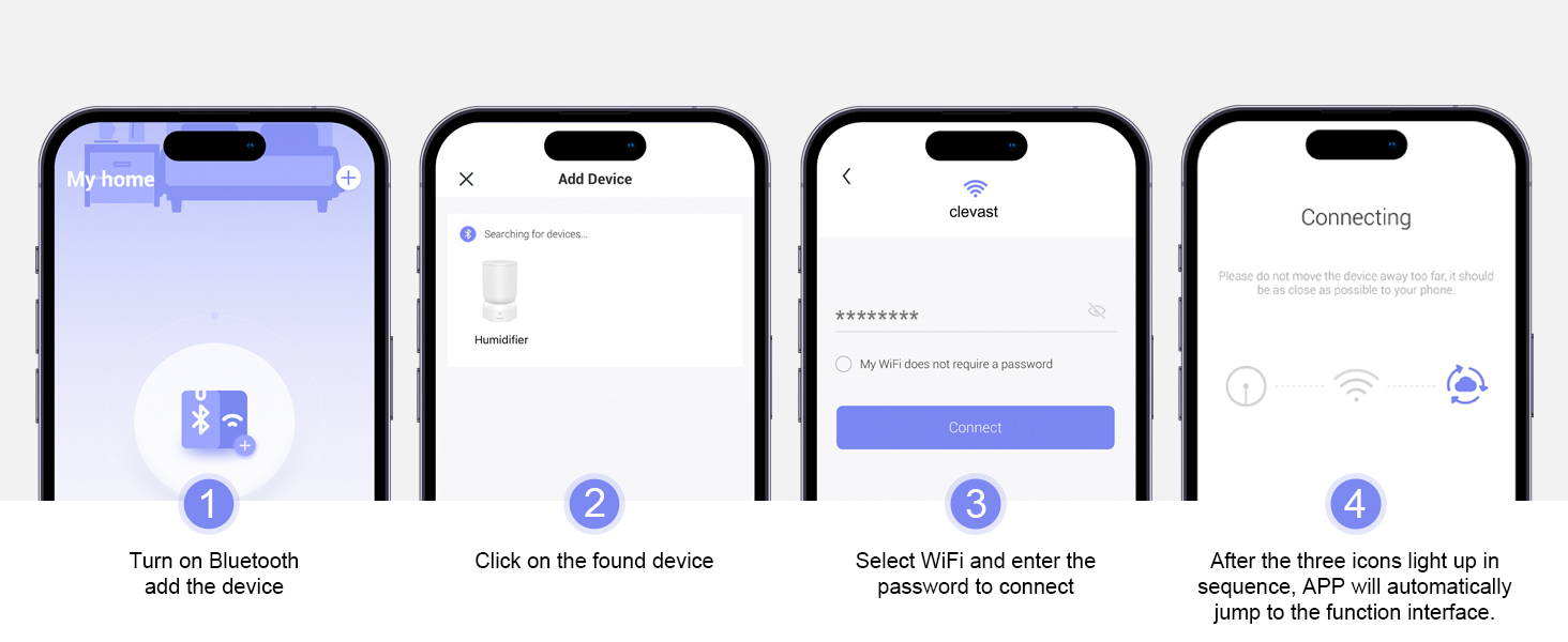 how to connect the humidifier to CLEVAST APP