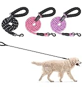 BEAUTYZOO Heavy Duty Rope Dog Leash 3 Pack, 6FT Nylon Pet Leash with Reflective Thread, Soft Padd...