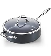 Cooks Standard 4-QT Nonstick Deep Sauté Pan with Lid, 10.5-inch Deep Frying Pan Hard Anodized Cer...