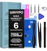 WAVYPO Battery for iPhone 6, 7500mAh Upgraded New Version High Capacity 0 Cycle Replacement Batte...