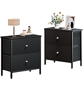 BOLUO Black Nightstands Set of 2, 2 Drawer Dresser for Bedroom Night Stand Small Nightstands End ...