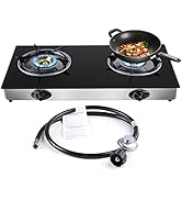 Propane Gas Cooktop 2 Burners Stove portable gas stove Tempered Glass Double Auto Ignition Campin...
