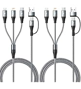 5 in 1 Multi Charging Cable,2Pack 4Ft Multiple Charger Cable USB A/C to Lightning/Type C/Micro US...