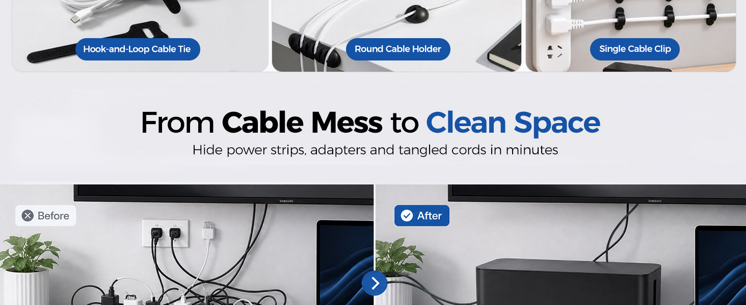 Outdoor Indoor Cable Organizer Surge Protector Under Desk