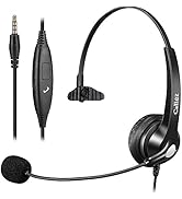 3.5mm Jack Cell Phone Headset with Microphone Noise Cancelling for PC Laptop, Wired Computer Head...