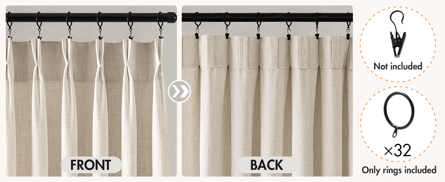 pleated curtains 4 panels
