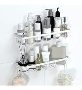 Uninol Shower Caddy Organizer with Hooks,Self Adhesive Bathroom Shelves,No Drilling Bathroom Orga...