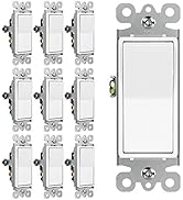 BESTTEN 10 Pack 3-Way Decorator Light Switch, 15A 120/277V, Single Pole or Three Way, Rocker Padd...